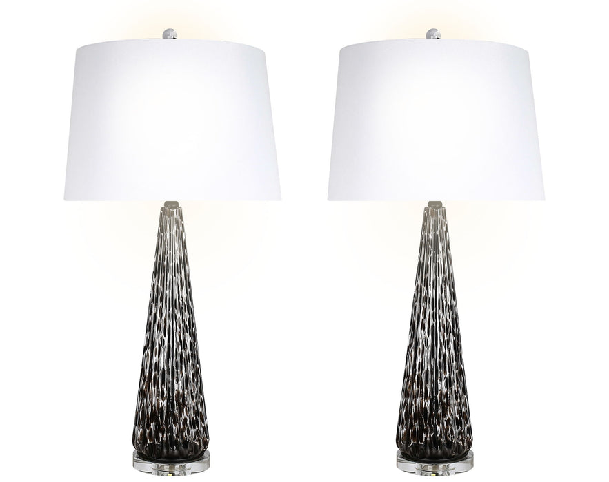 "Eclipse Radiance" Art Glass Table Lamp (Set of 2) - Black Art Glass
