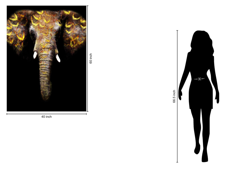 Floating Tempered Glass With Foil Elephant - Dark Gray