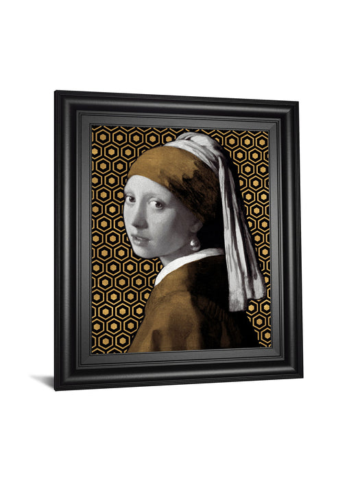 Gilded Earring (After Jan Vermeer) By Eccentric Accents - Framed Print Wall Art - Yellow