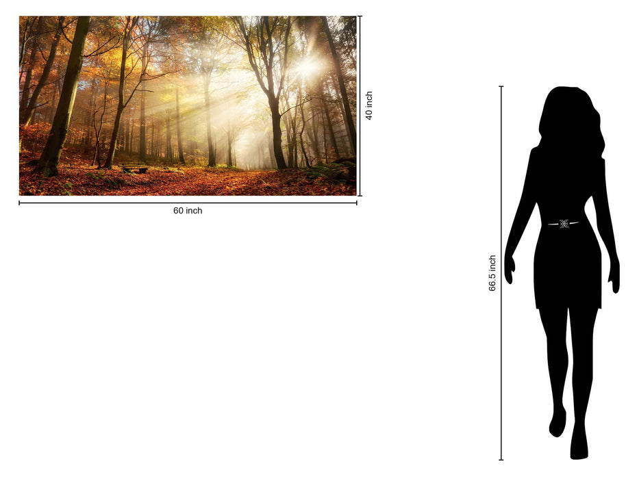 Floating Tempered Glass With Foil Forest In Sunshine - Light Brown