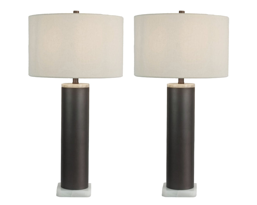 Slate Stone Metal & Jade Table Lamp (Set of 2) - Gray Slate