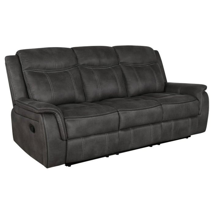 Lawrence - Upholstered Padded Arm Reclining Sofa - Charcoal