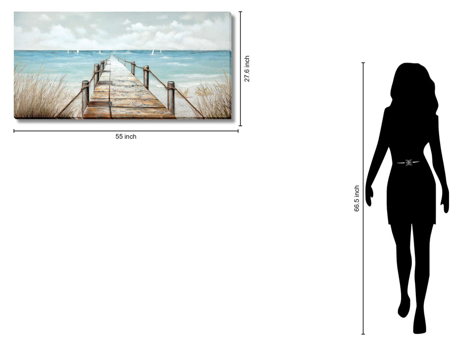Seaside Serenity Pier - 28" x 55" Framed Wall Art
