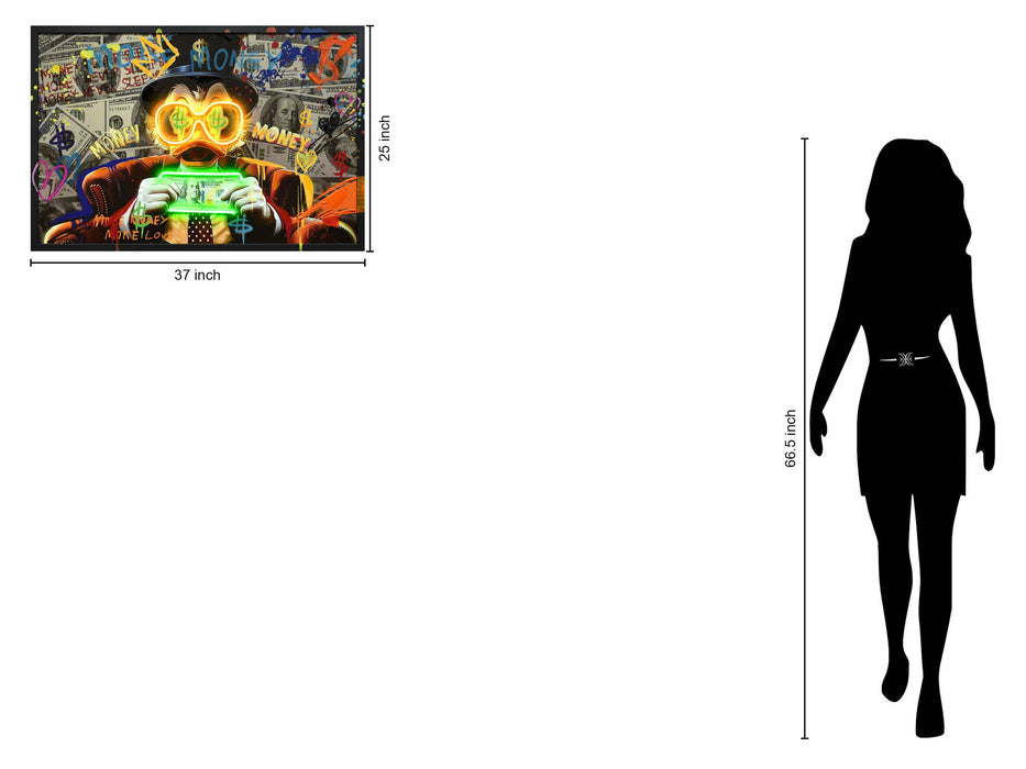 Neon Fortune Fowl - 25" x 37" Framed Wall Art