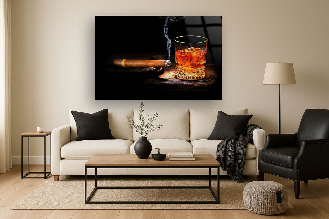 Tempered Glass With Foil - Cohiba & Whiskey - Black