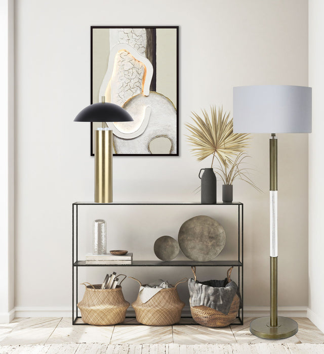 Ivory Contour I Hand-Painted LED Canvas In Frame - Ivory / Cream