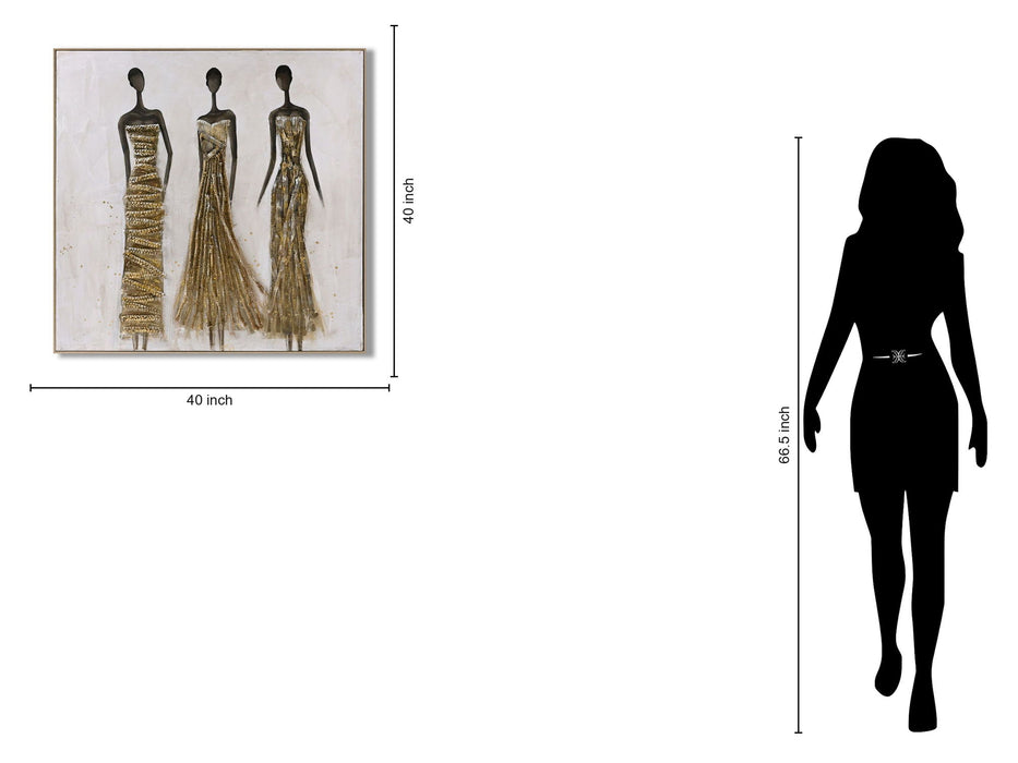 Golden Silhouette Trio - 40" x 40" Framed Wall Art