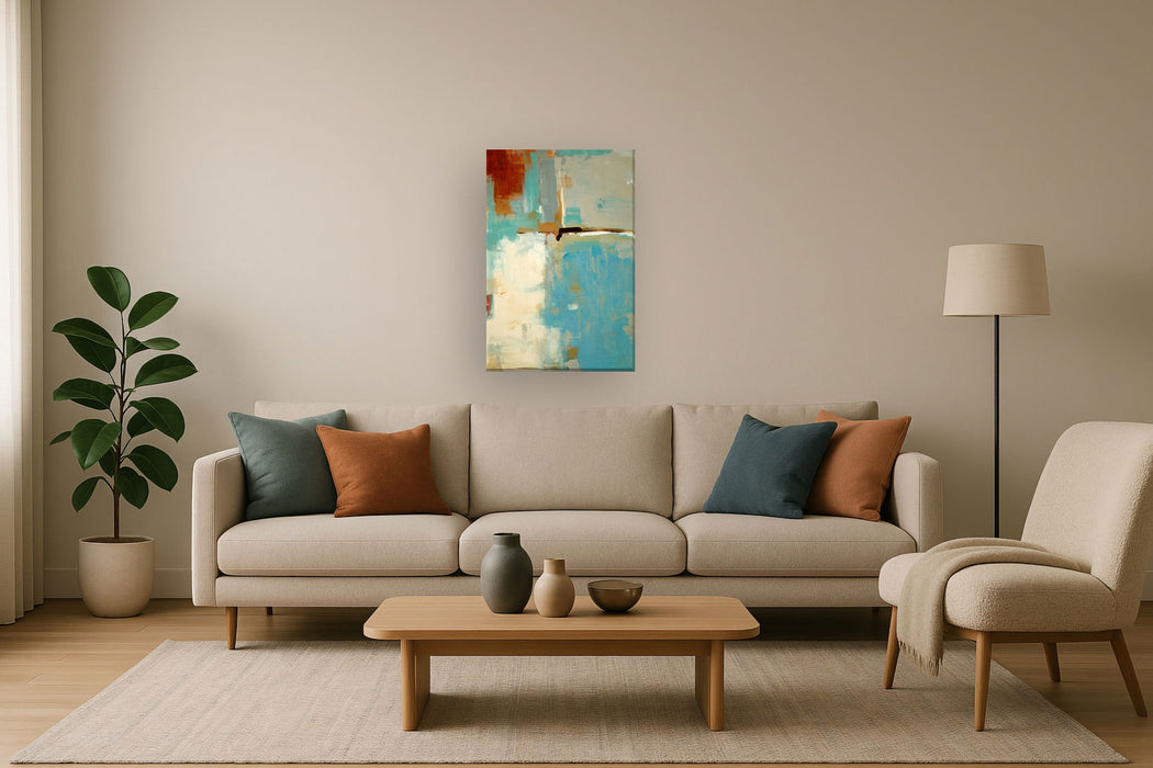 Mixed Media Canvas Abstract - Blue