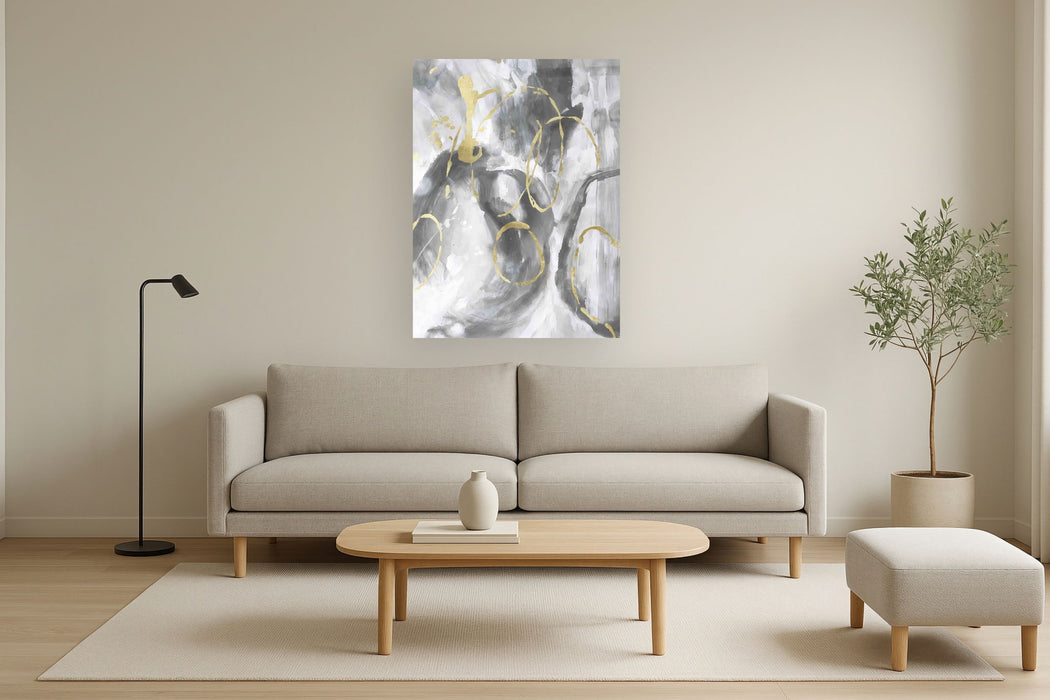 Floating Tempered Glass With Foil Splash In Gold Circles - Gray