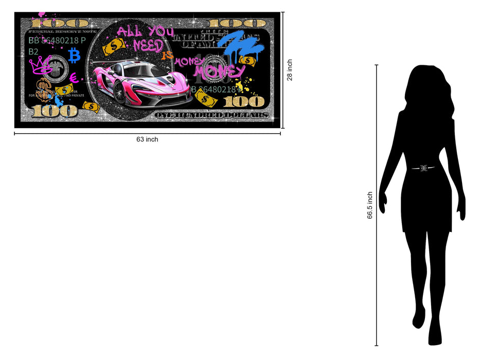 Glitzy Racer Dream - 28" x 63" Framed Wall Art