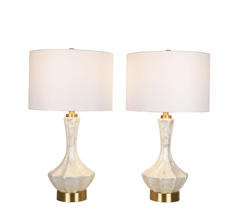 Crystal Shell Capiz Shell & Metal Table Lamp (Set of 2) - White Shell / Soft Gold