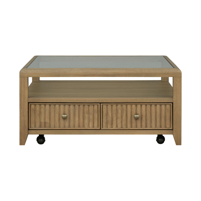 Reed - Square Coffee Table With Casters - Driftwood Oak