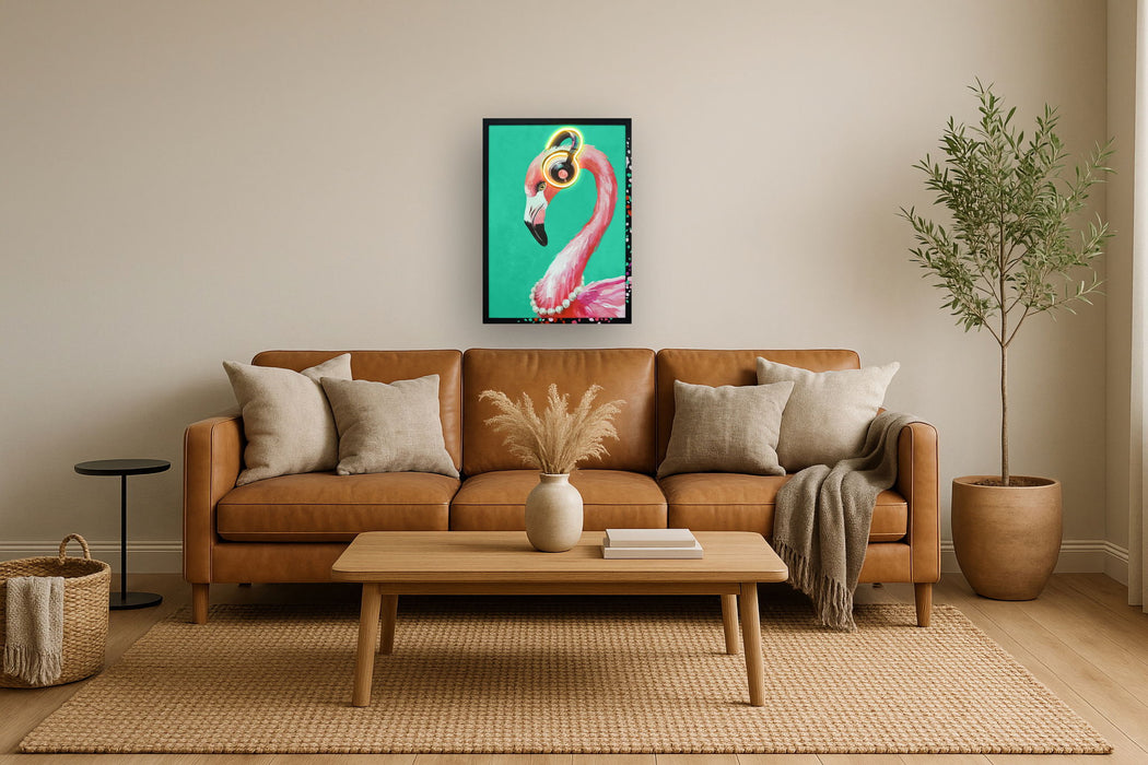 Groovy Flamingo Glow - 21" x 29" Framed Wall Art