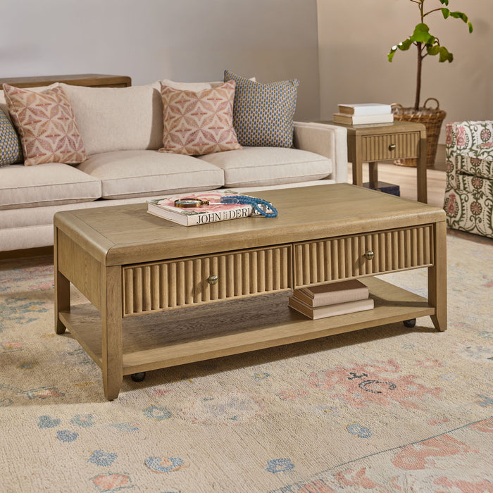 Reed - Rectangular Coffee Table With Casters - Driftwood Oak