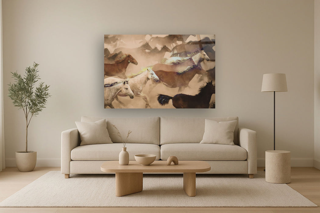 Tempered Glass With Foil - Wild Horses - Light Brown