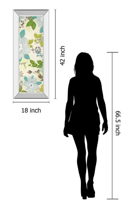 Fragrant Garden Il By Tava Studios - Mirror Framed Print Wall Art - Blue