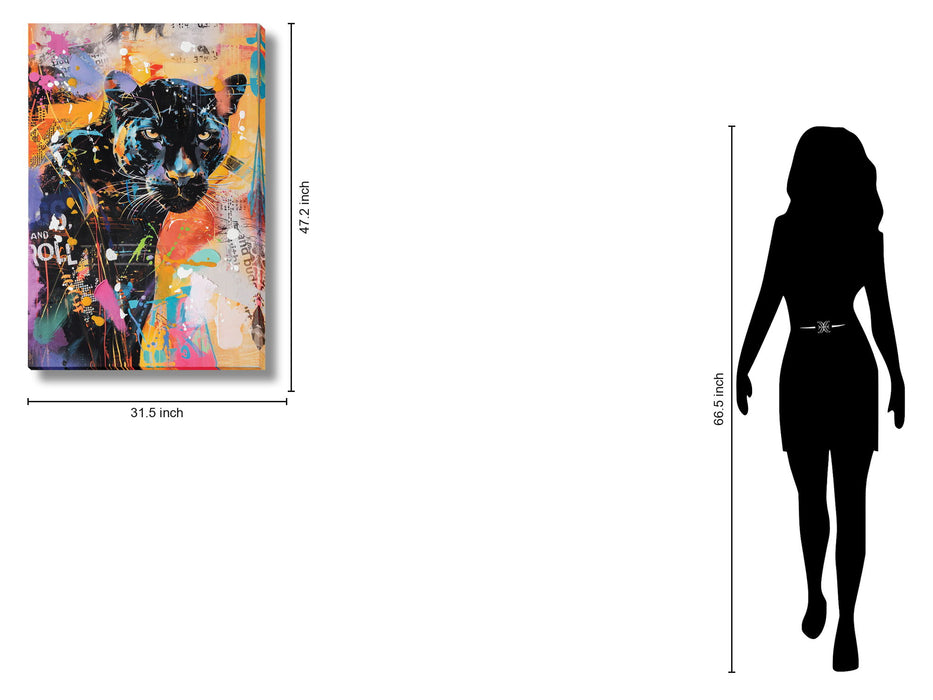 Vivid Panther Gaze - 32" x 47" Framed Wall Art