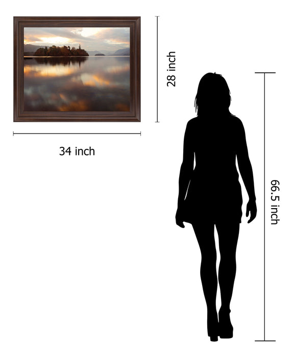 Golden Reflection Stillness - 28" x 34" Framed Wall Art