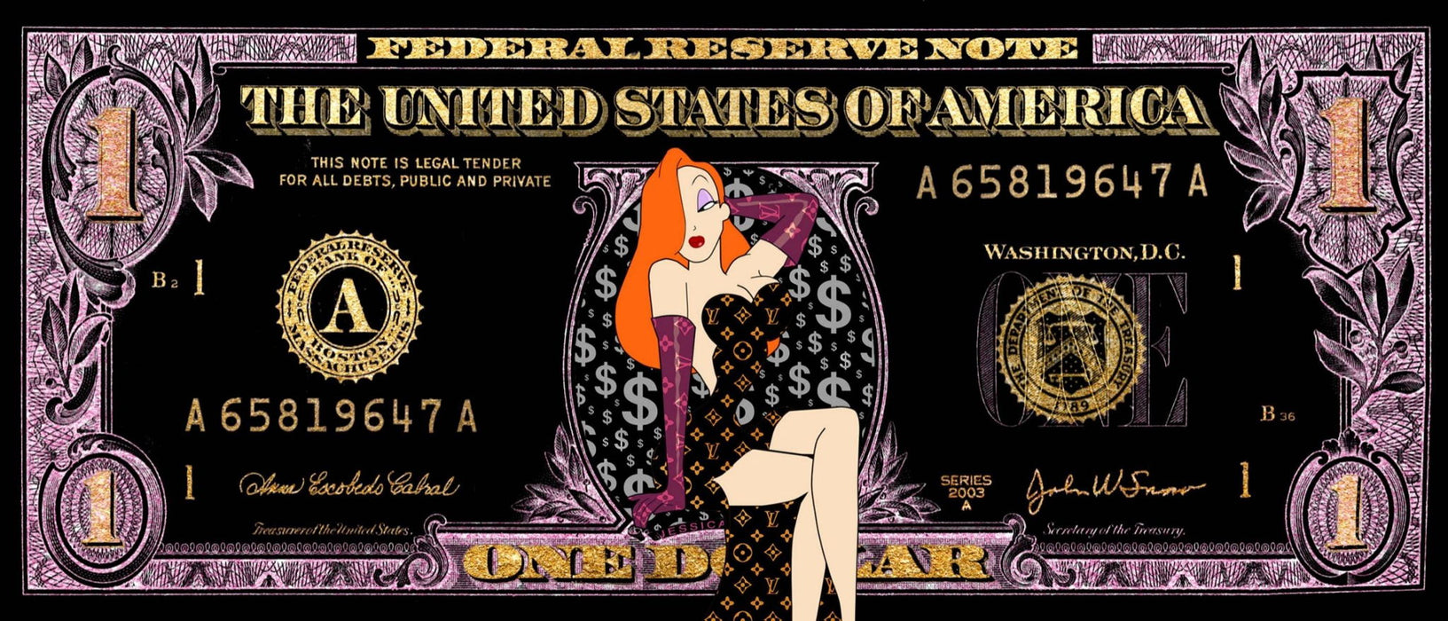 Opulent Diva Dollar - 28" x 63" Framed Wall Art