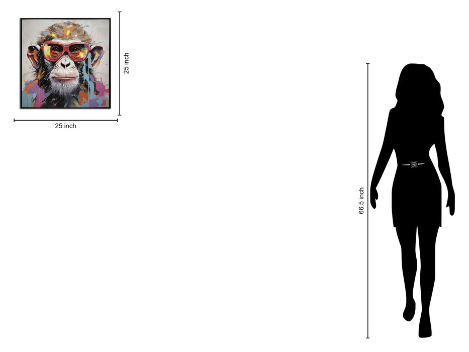 Vivid Splash Primate - 25" x 25" Framed Wall Art