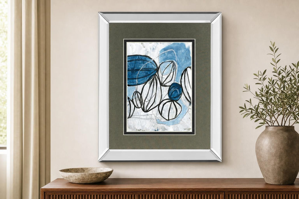Lanterns II By June Erica Vess, Mirrored Frame - Blue