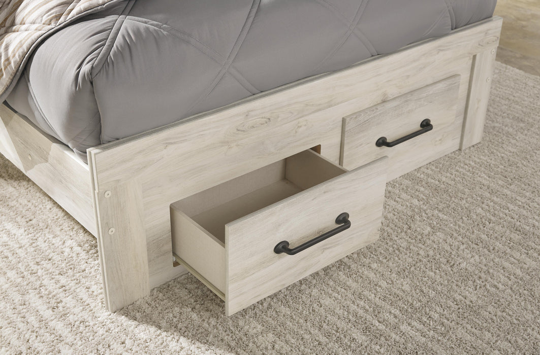 Cambeck Full Panel Bed with 2 Storage Drawers with Mirrored Dresser