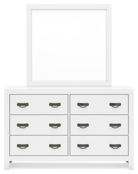 Binterglen California King Panel Bed with Mirrored Dresser and Nightstand