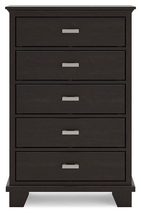 Covetown Queen Panel Bed, Dresser, Mirror, Chest and Nightstand