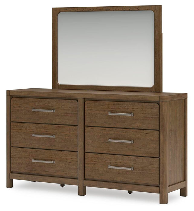Cabalynn King Upholstered Bed with Mirrored Dresser