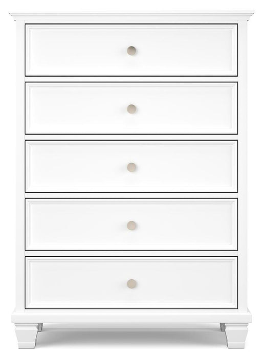 Fortman Queen Panel Bed with Mirrored Dresser, Chest and Nightstand