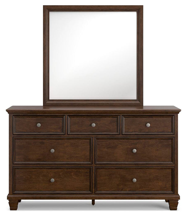 Danabrin Full Panel Bed with Mirrored Dresser and Nightstand