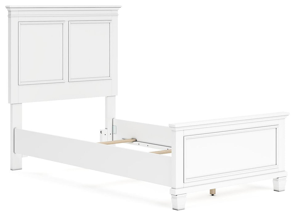 Fortman Twin Panel Bed with Mirrored Dresser and Nightstand