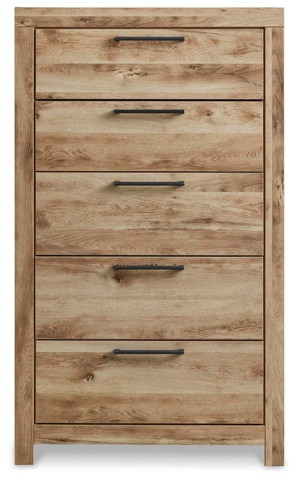 Hyanna King Panel Storage Bed with 2 Under Bed Storage Drawers, Dresser, Mirror, Chest and Nightstand