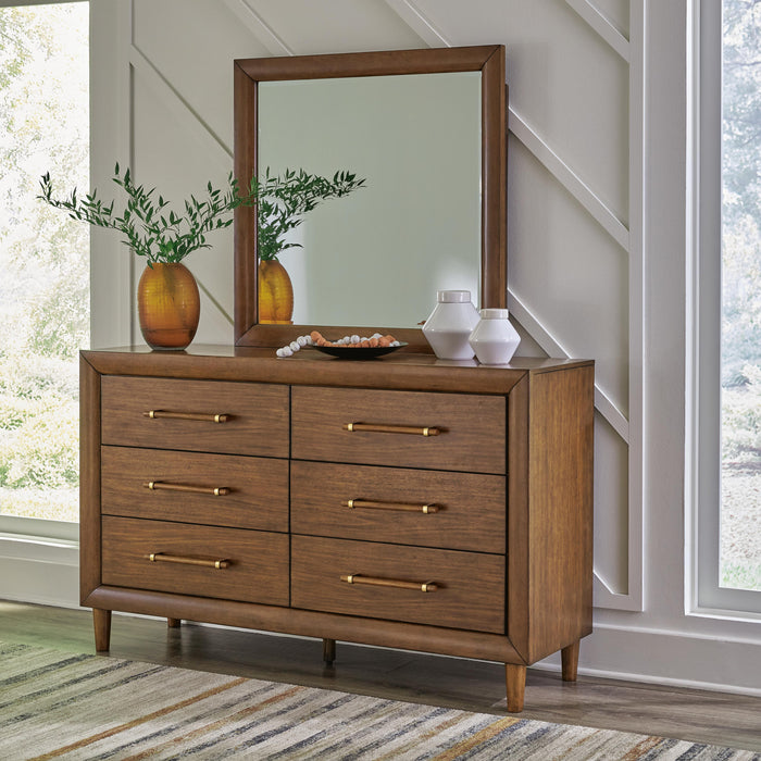 Lyncott King Upholstered Bed with Mirrored Dresser and Nightstand