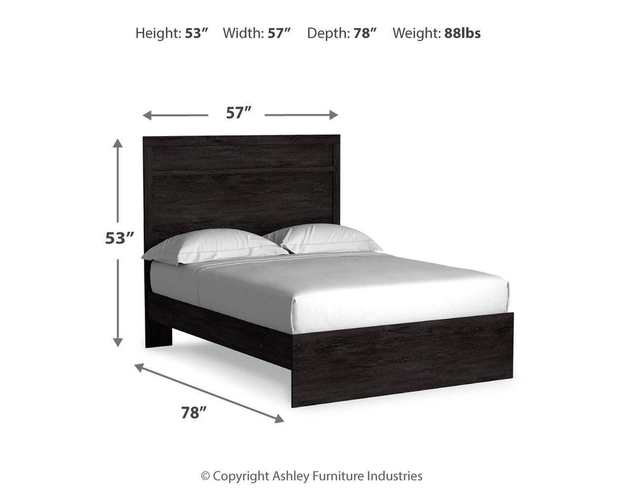 Belachime Full Panel Bed with Mirrored Dresser