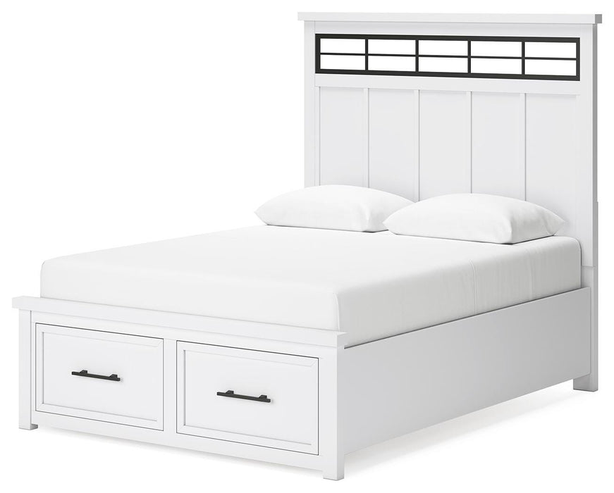 Ashbryn Queen Panel Storage Bed, Dresser, Mirror and Nightstand