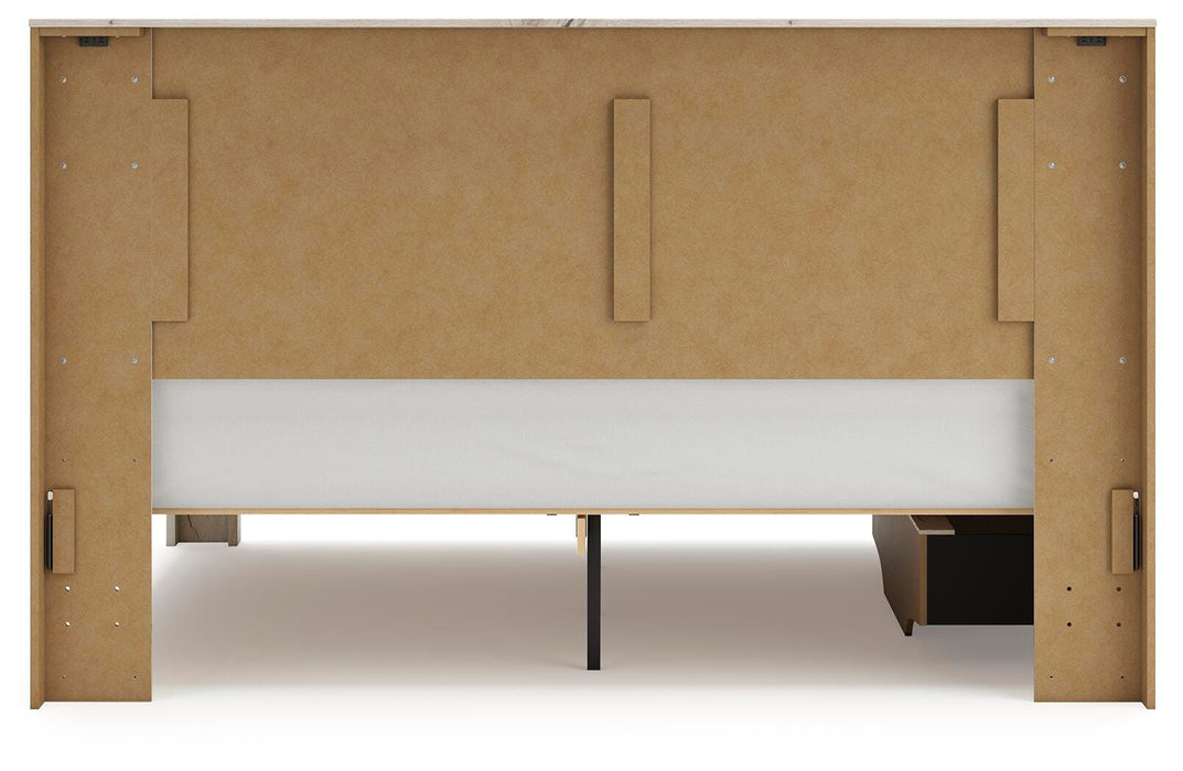 Lawroy King Panel Bed with Storage, Dresser and Mirror