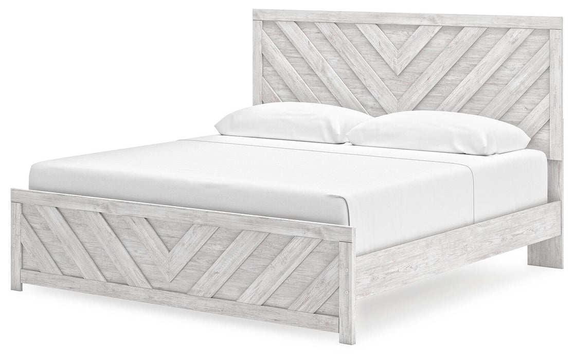 Cayboni King Panel Bed, Dresser, Mirror, Chest and Nightstand