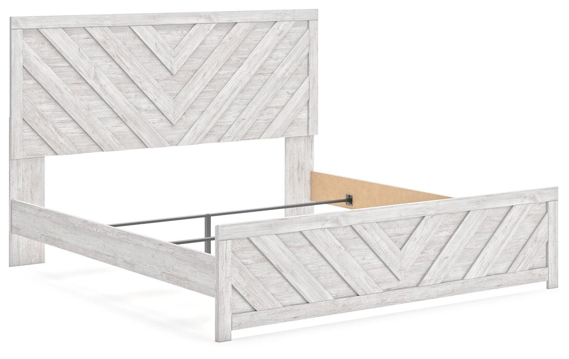 Cayboni King Panel Bed with Mirrored Dresser