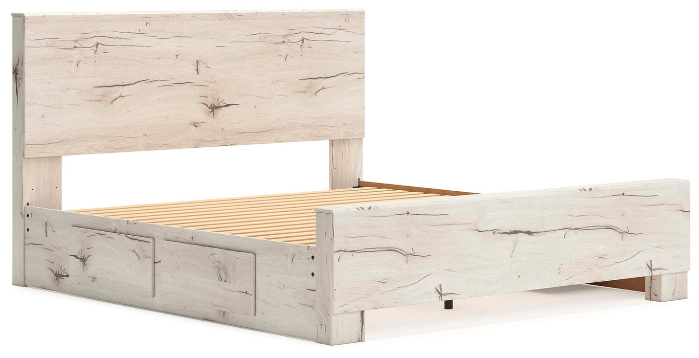 Lawroy King Panel Bed with Storage, Dresser and Mirror