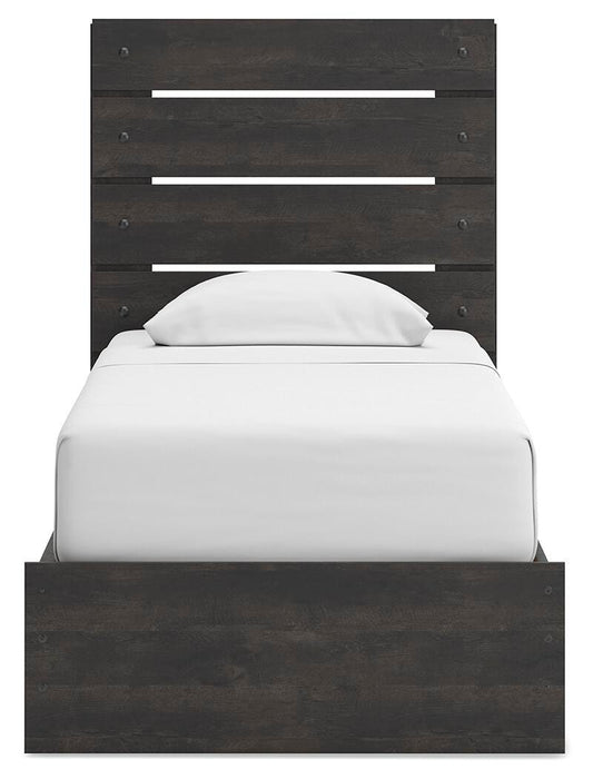 Hollivern Twin Panel Bed with Storage, Dresser, Mirror, Chest and Nightstand