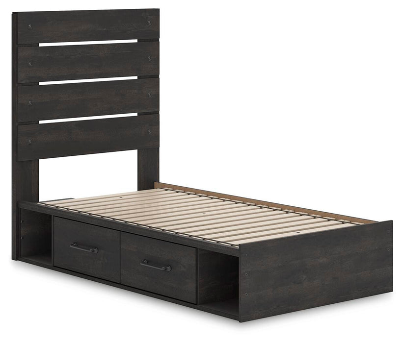 Hollivern Twin Panel Storage Bed, Dresser, Mirror, Chest and Nightstand