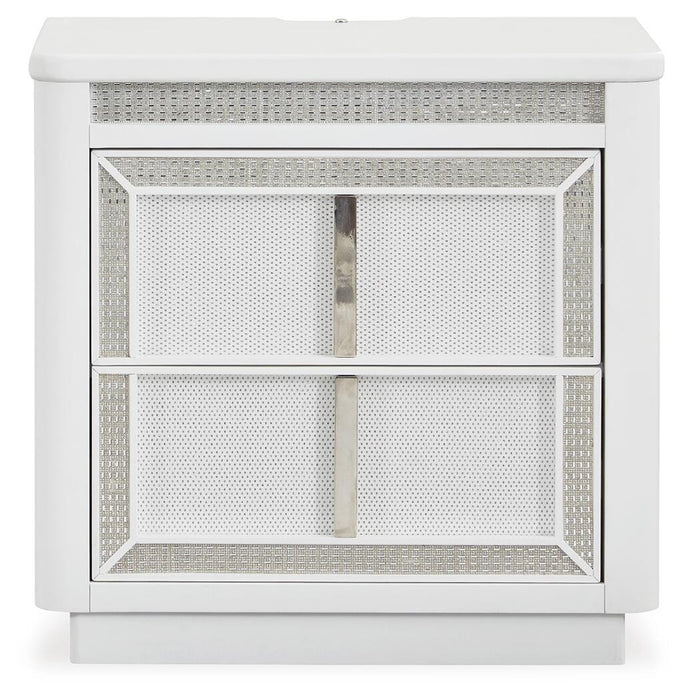 Chalanna King Upholstered Storage Bed, Dresser, Mirror and Nightstand