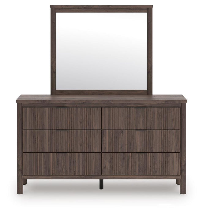 Pamytta Queen Upholstered Panel Bed, Dresser, Mirror, Chest and Nightstand