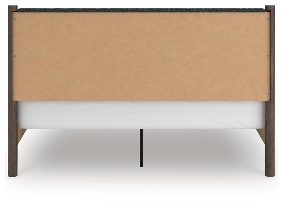 Pamytta King Upholstered Panel Platform Bed, Dresser and Mirror