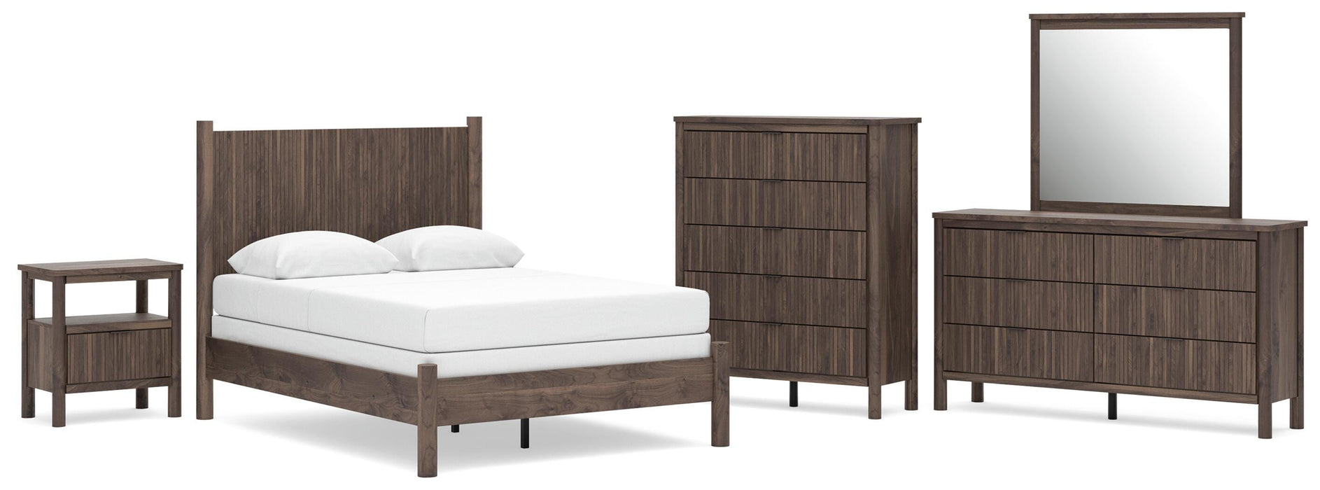 Pamytta Full Panel Bed, Dresser, Mirror, Chest and Nightstand
