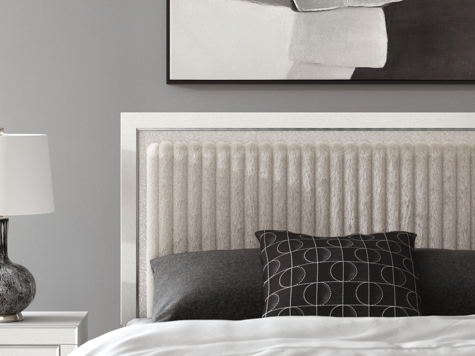 Zuraleus Queen Upholstered Panel Platform Bed, Dresser, Mirror and Nightstand