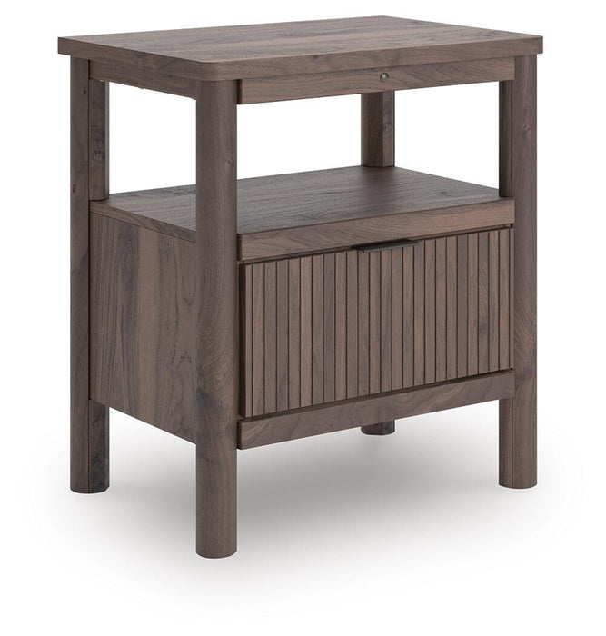 Pamytta King Upholstered Panel Bed, Dresser, Mirror, Chest and Nightstand