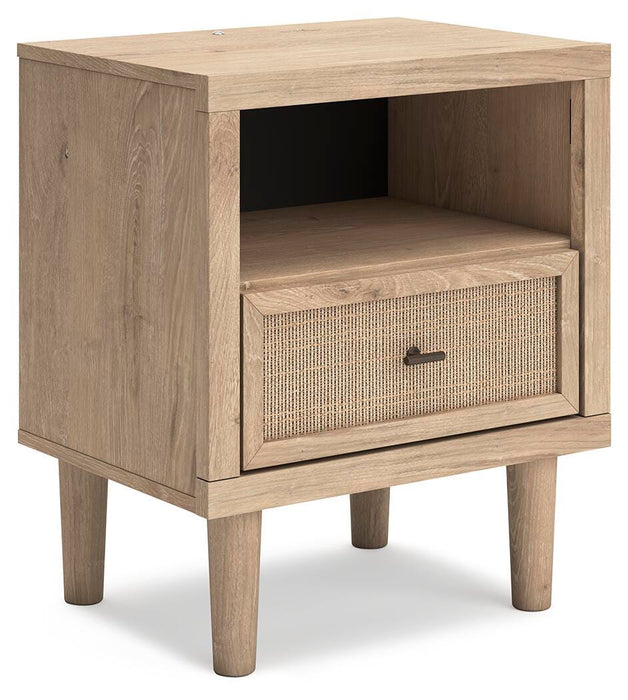 Cielden California King Upholstered Bed with Roll Slats, Dresser, Mirror and Nightstand