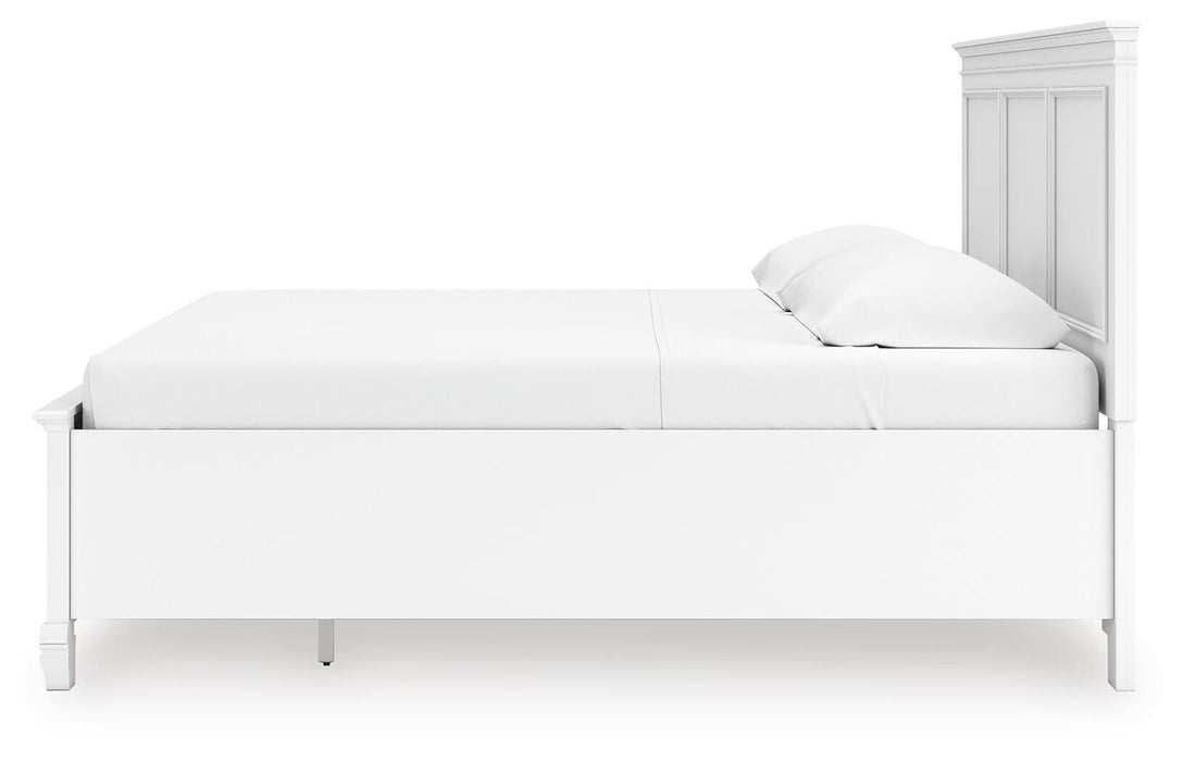 Fortman King Panel Storage Bed with Mirrored Dresser